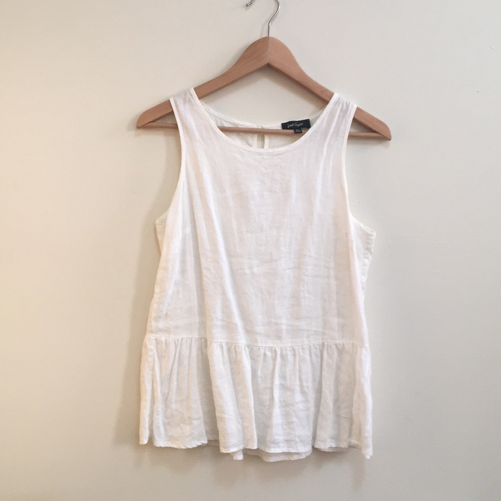 Lord & Taylor Linen Peplum Blouse - size S